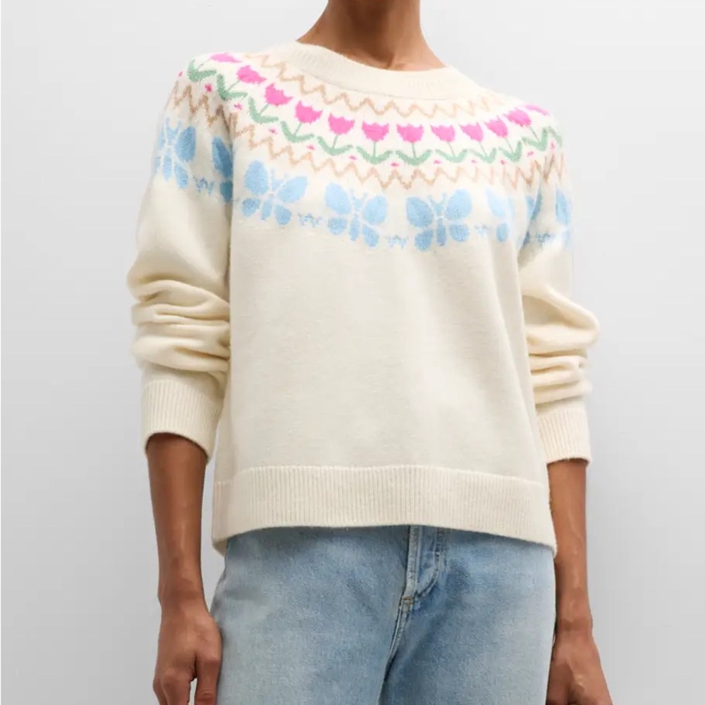 Rails Zorana Meadow Intarsia Sweater Wool Cashmere Fair Isle Tulip Butterfly XL
